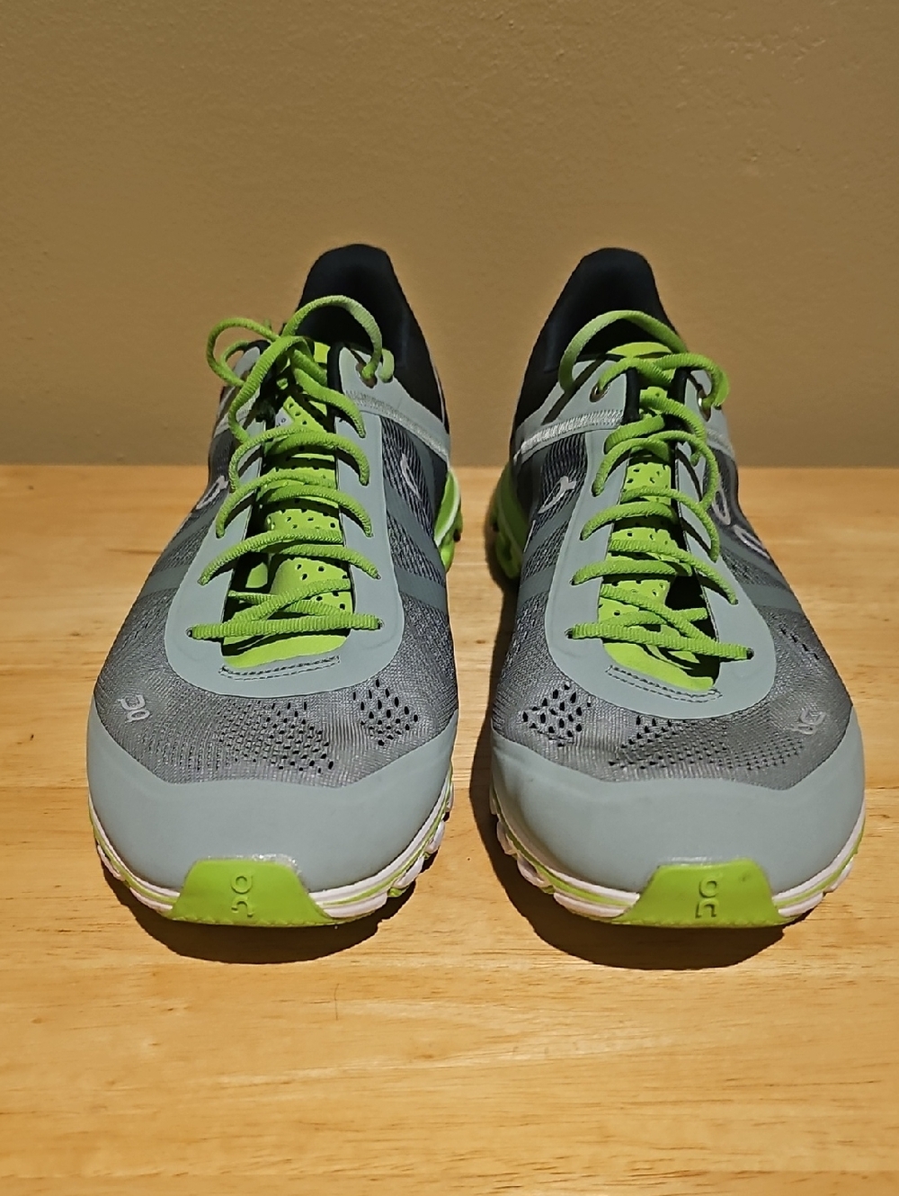 On Running Men's Athletic Shoes in Gray and Lime Green